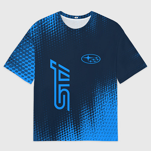 Мужская футболка оверсайз SUBARU STI Абстракция / 3D-принт – фото 1