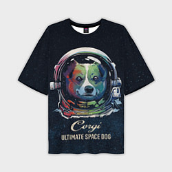 Мужская футболка оверсайз Корги Космонавт Corgi Space Dog