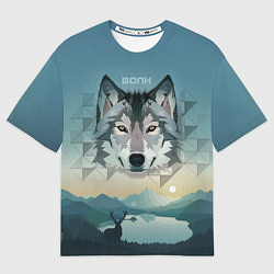 Мужская футболка оверсайз Серый волк - голова