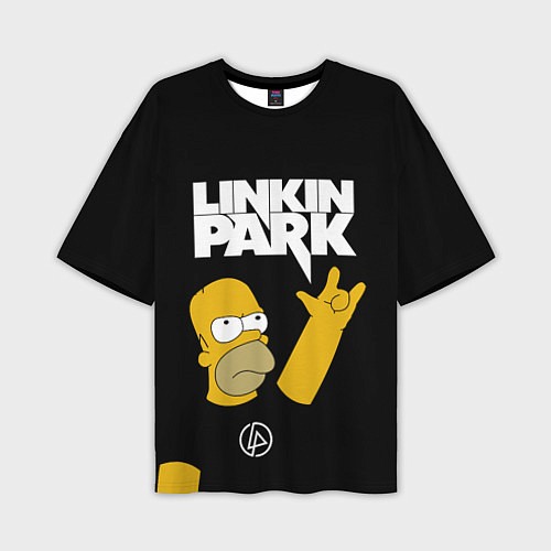 Мужская футболка оверсайз LINKIN PARK ГОМЕР СИМПСОН, SIMPSONS / 3D-принт – фото 1