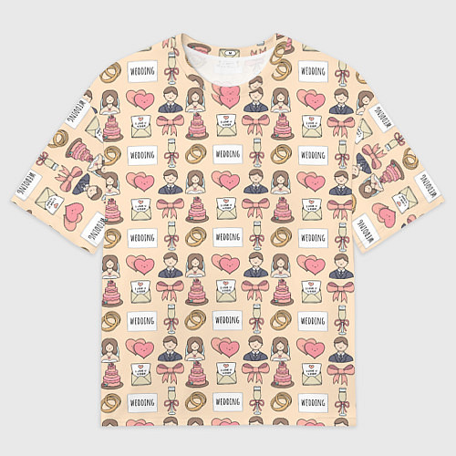Мужская футболка оверсайз День жениха и невесты / 3D-принт – фото 1