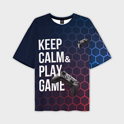 Мужская футболка оверсайз KEEP CALM& PLAY GAME PATTERN HEXAGONAL