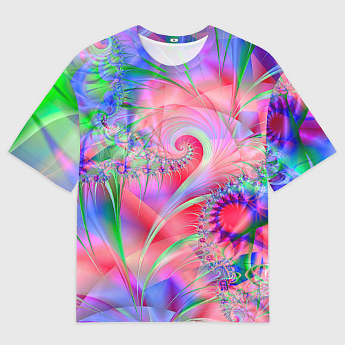 Мужская футболка оверсайз WRITHING COLORED FRACTALS / 3D-принт – фото 1