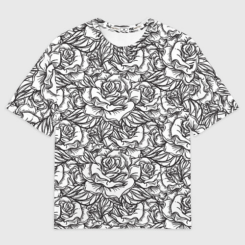 Мужская футболка оверсайз Цветы Много Белых Роз / 3D-принт – фото 1