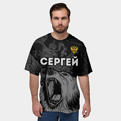 Футболка оверсайз мужская Сергей Россия Медведь, цвет: 3D-принт — фото 2
