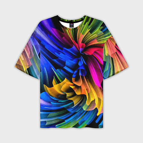 Мужская футболка оверсайз Абстрактная неоновая композиция Abstract neon comp / 3D-принт – фото 1