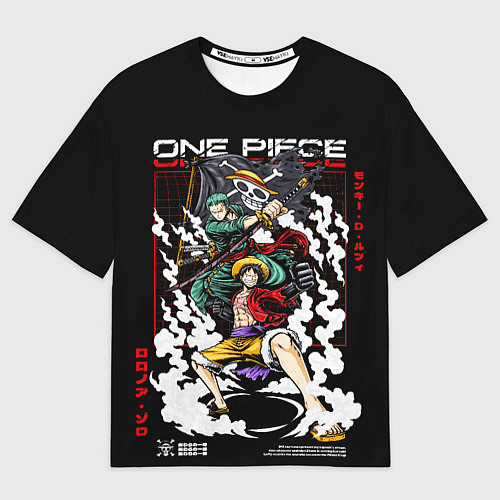 Мужская футболка оверсайз МУГИВАРА ЛУФФИ И ЗОРО Ван Пис / 3D-принт – фото 1