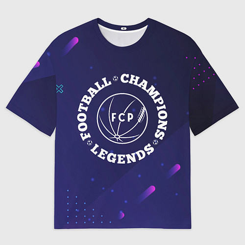 Мужская футболка оверсайз Символ Porto и круглая надпись Football Legends an / 3D-принт – фото 1