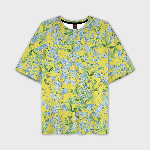 Мужская футболка оверсайз Цветы Незабудки На Жёлтом Фоне / 3D-принт – фото 1
