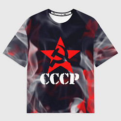 Футболка оверсайз мужская Ссср - серп и молот - звезда - пламя, цвет: 3D-принт