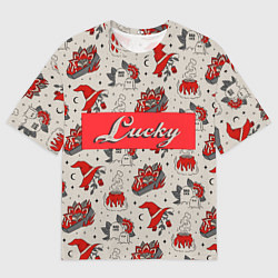 Футболка оверсайз мужская Lucky Татуировки в стиле Олдскул, цвет: 3D-принт