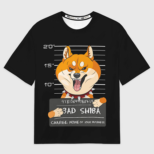 Мужская футболка оверсайз Злая сиба-ину / 3D-принт – фото 1