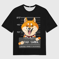 Футболка оверсайз мужская Злая сиба-ину, цвет: 3D-принт