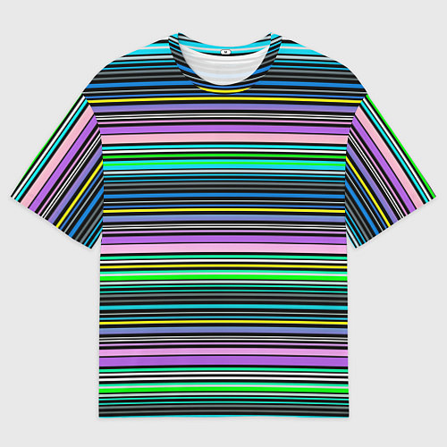 Мужская футболка оверсайз Яркие неоновые тонкие полосы / 3D-принт – фото 1