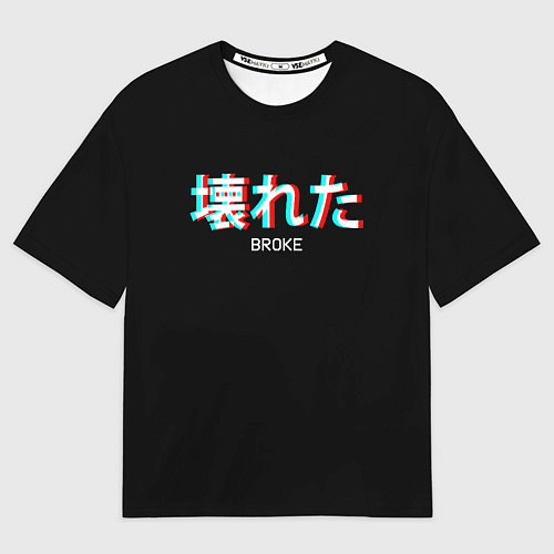 Мужская футболка оверсайз Broke Неоновые иероглифы / 3D-принт – фото 1