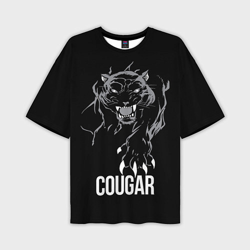 Мужская футболка оверсайз Cougar on the hunt - Пума на охоте / 3D-принт – фото 1