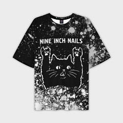 Мужская футболка оверсайз Группа Nine Inch Nails и Рок Кот