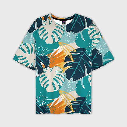 Мужская футболка оверсайз Летние зелёные тропики Пальма Tropical / 3D-принт – фото 1