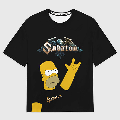 Мужская футболка оверсайз Sabaton Гомер Симпсон рокер / 3D-принт – фото 1