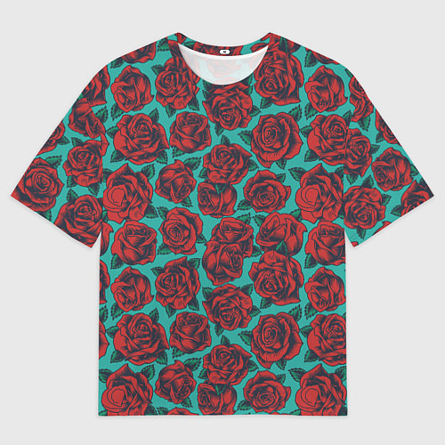 Мужская футболка оверсайз Розы тату / 3D-принт – фото 1
