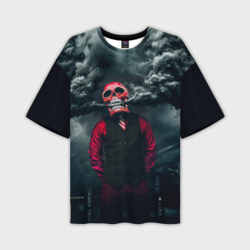 Мужская футболка оверсайз Smoke Дым Skull / 3D-принт – фото 1