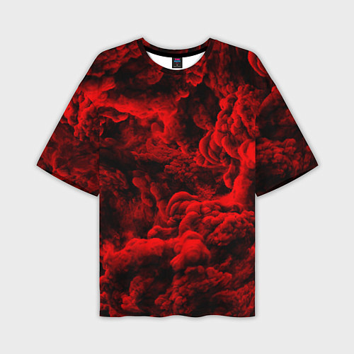 Мужская футболка оверсайз Красный дым Red Smoke Красные облака / 3D-принт – фото 1
