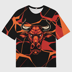 Футболка оверсайз мужская Голова красного быка, цвет: 3D-принт