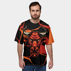 Футболка оверсайз мужская Голова красного быка, цвет: 3D-принт — фото 2
