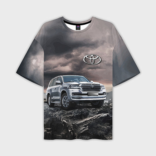 Мужская футболка оверсайз Toyota Land Cruiser 200 среди скал / 3D-принт – фото 1