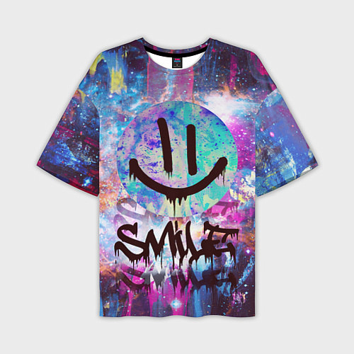Мужская футболка оверсайз Galaxy Smile / 3D-принт – фото 1