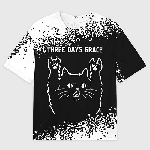 Мужская футболка оверсайз Группа Three Days Grace и Рок Кот / 3D-принт – фото 1