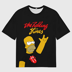 Мужская футболка оверсайз Rolling Stones Гомер Симпсон рокер