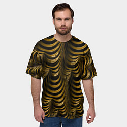 Футболка оверсайз мужская Черная с золотым оптическая иллюзия Абстракция, цвет: 3D-принт — фото 2