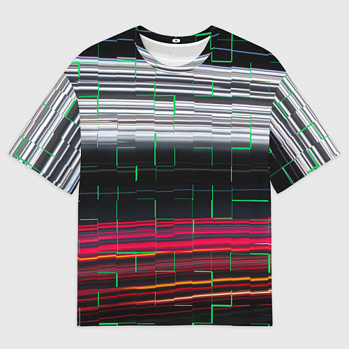 Мужская футболка оверсайз Цветная мозаика colored mosaic lines / 3D-принт – фото 1