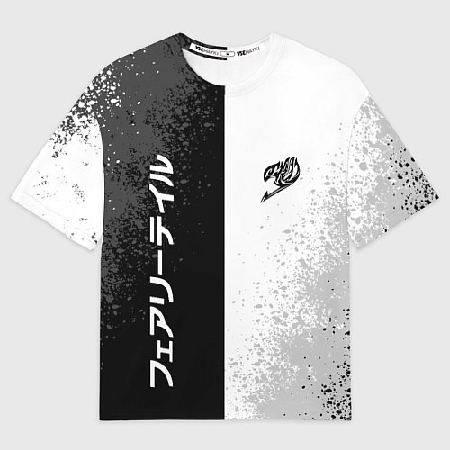 Мужская футболка оверсайз FAIRY TAIL BLACK AND WHITE LOGO / 3D-принт – фото 1