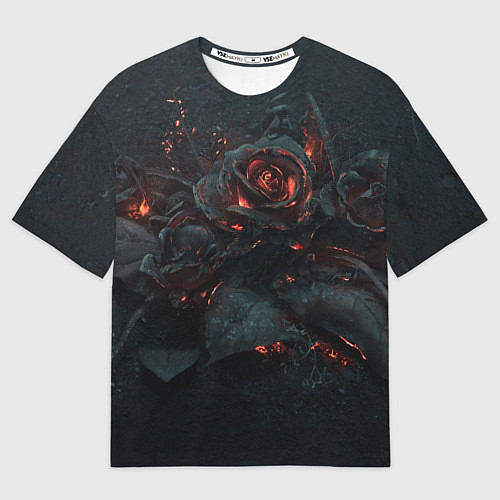 Мужская футболка оверсайз Тлеющий розы / 3D-принт – фото 1
