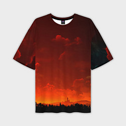Мужская футболка оверсайз Облака перед восходом солнца