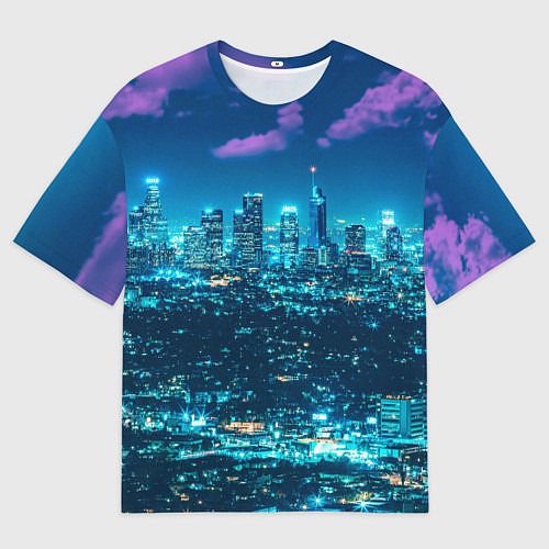Мужская футболка оверсайз Вечер в Лос-Анжелесе / 3D-принт – фото 1