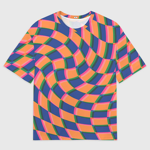 Мужская футболка оверсайз Wavy Squares / 3D-принт – фото 1