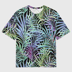 Футболка оверсайз мужская Разноцветные Листья Пальм В Ночных Джунглях, цвет: 3D-принт