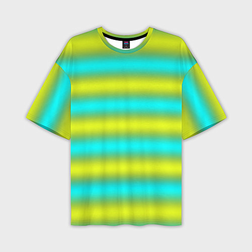 Мужская футболка оверсайз Бирюзово-желтые неоновые полосы / 3D-принт – фото 1