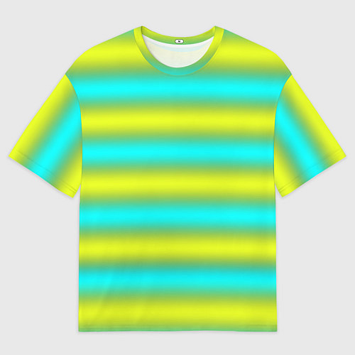 Мужская футболка оверсайз Бирюзово-желтые неоновые полосы / 3D-принт – фото 1