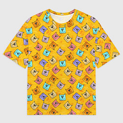 Футболка оверсайз мужская Цветные котики и лапки, цвет: 3D-принт