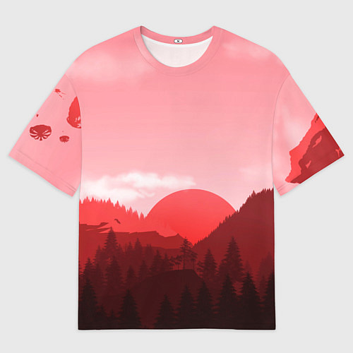 Мужская футболка оверсайз Закат в горах в розовых тонах / 3D-принт – фото 1