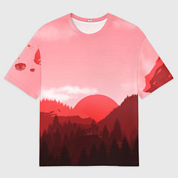 Футболка оверсайз мужская Закат в горах в розовых тонах, цвет: 3D-принт