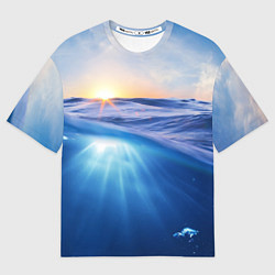 Футболка оверсайз мужская Грань между небом и водой, цвет: 3D-принт