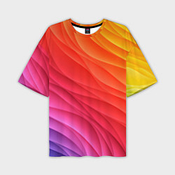 Мужская футболка оверсайз Разноцветные цифровые волны