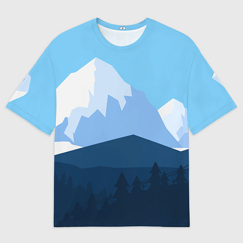 Мужская футболка оверсайз Горы, лес, канатная дорога / 3D-принт – фото 1
