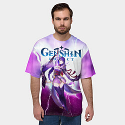 Футболка оверсайз мужская Райден Сёгун Raiden Shogun Genshin impact, цвет: 3D-принт — фото 2