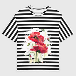 Футболка оверсайз мужская Red poppies Акварельные цветы, цвет: 3D-принт